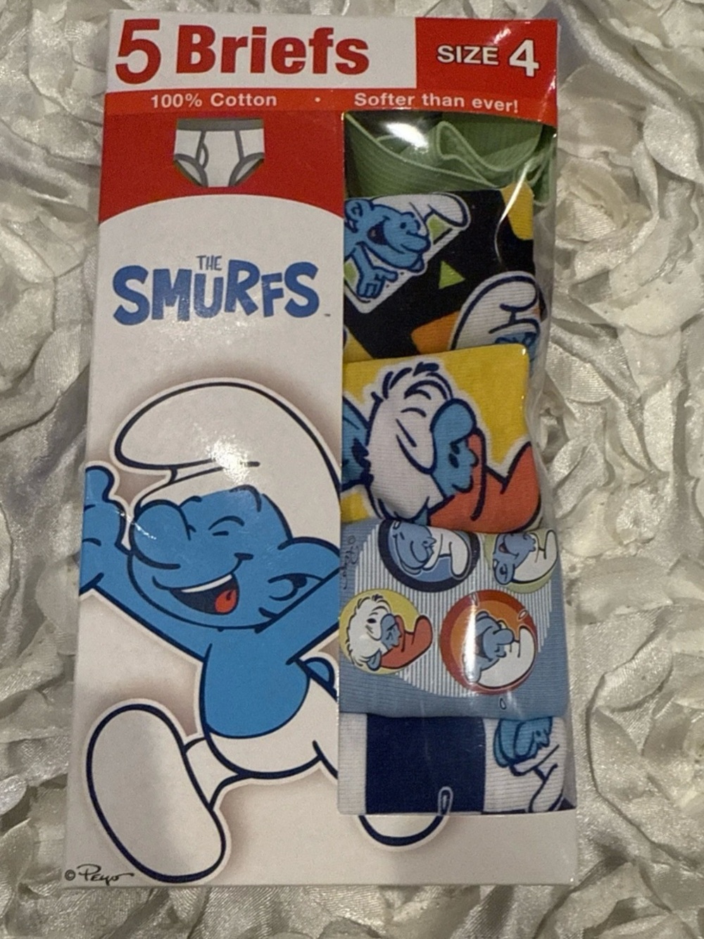 The Smurfs 5 Pack Boys Briefs Size 4 100% Cotton Cartoon Multicolor Underwear